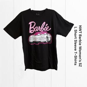 Barbie Short Sleeve Black Crewneck Women's Logo Graphic T- Shirt Size L  NEW